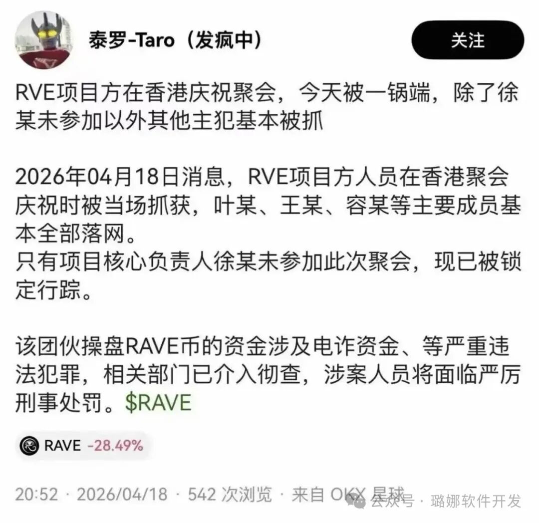 妖币 RAVE 崩盘了!揭秘背后控盘团队,币圈收割剧本从未改变 妖币 RAVE 崩盘了!揭秘背后控盘团队,币圈收割剧本从未改变